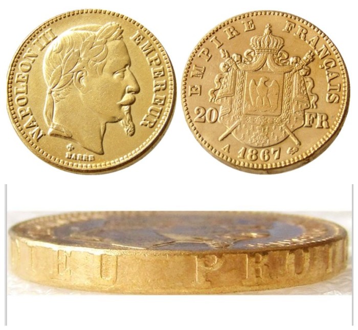 France Napoleon 20 France 1867A Gold Plated Copy Coin