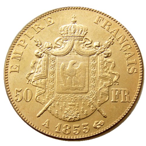France 1855 -1859 A B 9pcs 50 Francs Gold Plated Copy Coin