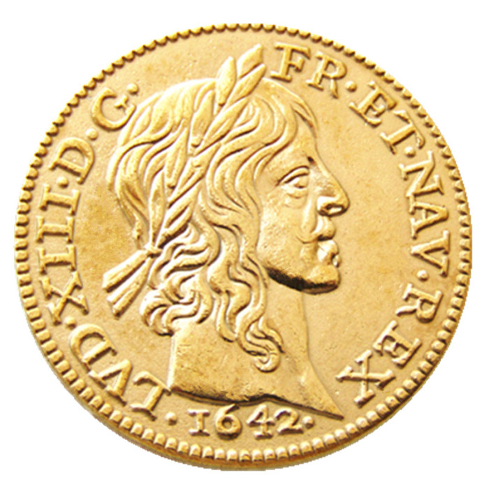 France 1642 1/2 Louis Gold Plated Copy Coins