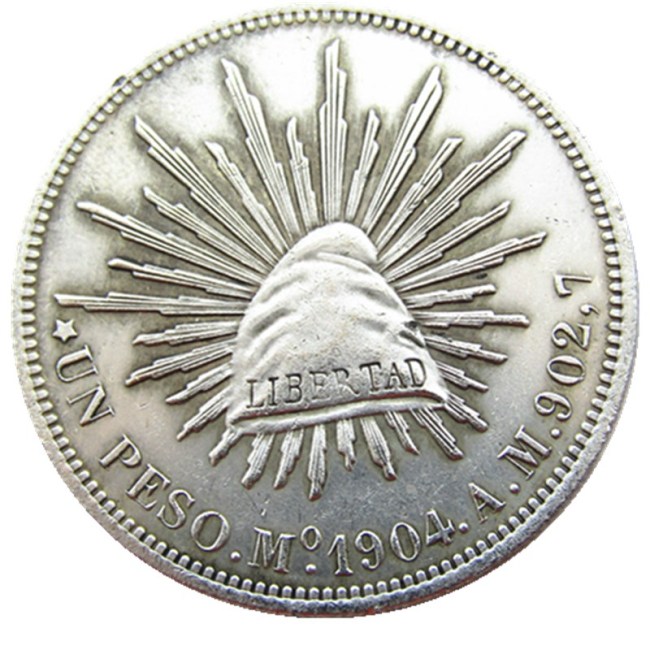 Mexico 1904 1 Peso Silver Plated Copy Coins