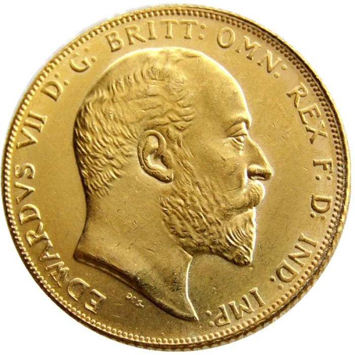 RARE UK 1909 KING EDWARD VII MATT PROOF GOLD PLATED 1 SOVEREIGN (1LSD) COPY COINS