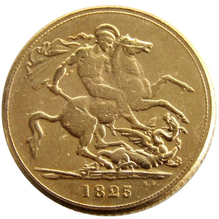 UK 1825 EF Great Britain George IV IIII Gold Plated Full Sovereign Copy Coin