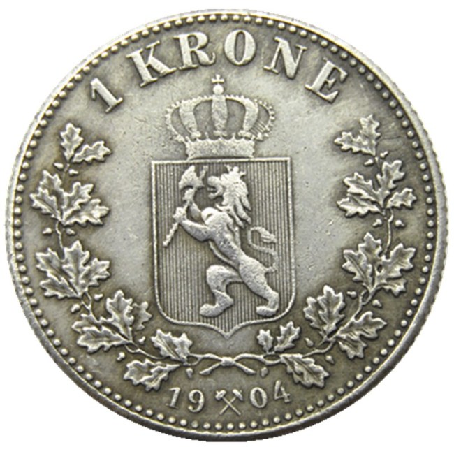 Norway 1 Kroner 1904 Silver Foreign Coin Silver Plated Copy Coins