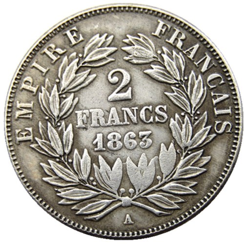 France 1863a 2Francs Silver Plated Copy Coins