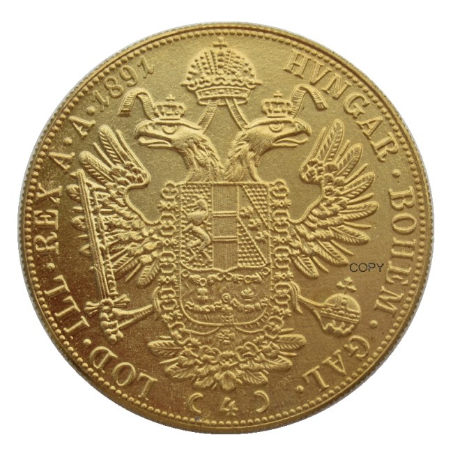 Austria 1891 Habsburg 4 Ducats - Franz Joseph I Diameter 40MM.22g Real Gold-Plated Coins COPY