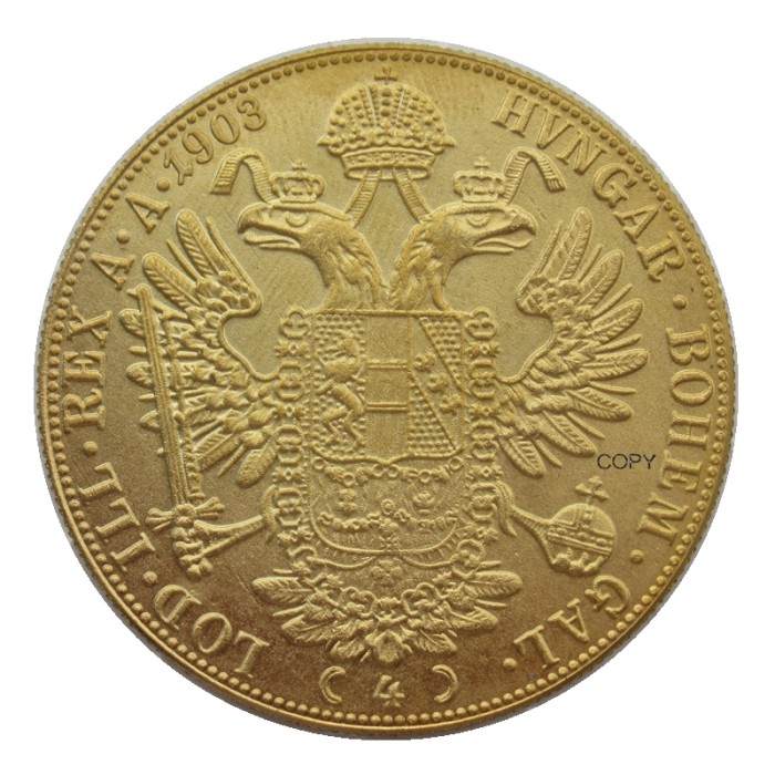 Austria 1903 Habsburg 4 Ducats - Franz Joseph I Diameter 40MM.22g Real Gold-Plated Coins COPY