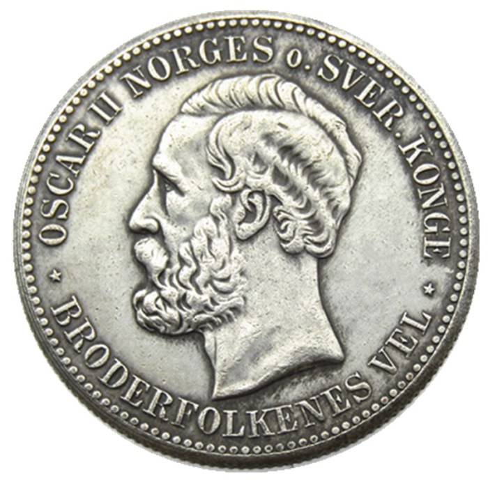 Norway 2 Kroner 1902 Silver-Plated Coin COPY