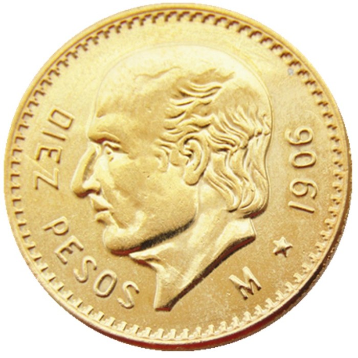 1906 Mexico 10 Pesos Gold Plated Copy Coin