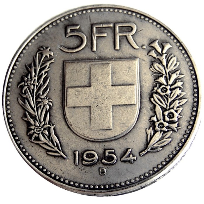 1954 Switzerland (Confederation) 5Francs（5Franken）Copy Coin(31.45mm)