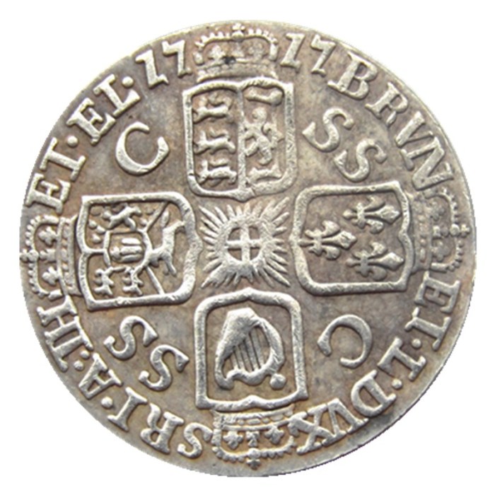 UK 1723 SHILLING - GEORGE I BRITISH SILVER COIN - NICE Silver Plated Copy Coin