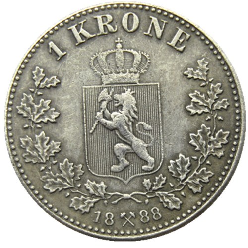 Norway 1 Kroner 1888 Silver Foreign Coin Silver Plated Copy Coins