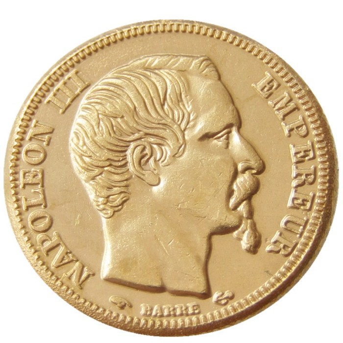 France Napoleon 20 France 1859B Gold Plated Copy Coin