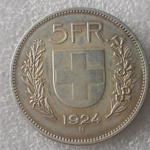 1924 Switzerland (Confederation) 5Francs（5Franken）Copy Coin(37mm)