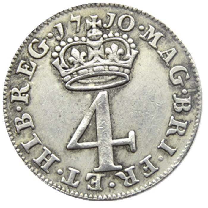 UK Queen Anne 4 Pence 1710/1713 beautiful 301 years old Silver Plated Copy Coin