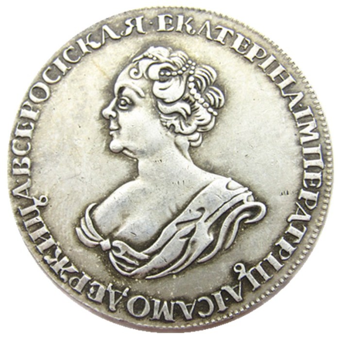 Russian antique coins Catherine 1726 Silver Plated Copy Coin#03