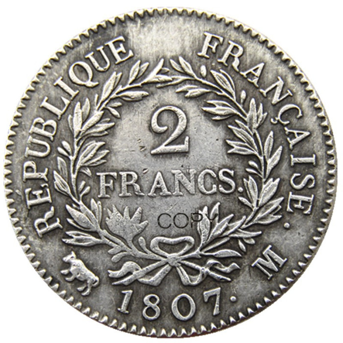 France A Set Of(1806A 1806M 1807A 1807M) 4pcs 2 Francs - Napoléon I Silver Plated Copy Coins