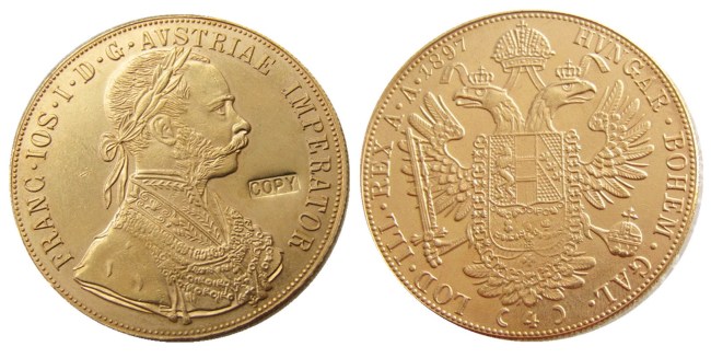 Austria 1897 Habsburg 4 Ducats - Franz Joseph I Diameter 40MM.22g Real Gold-Plated Coins COPY