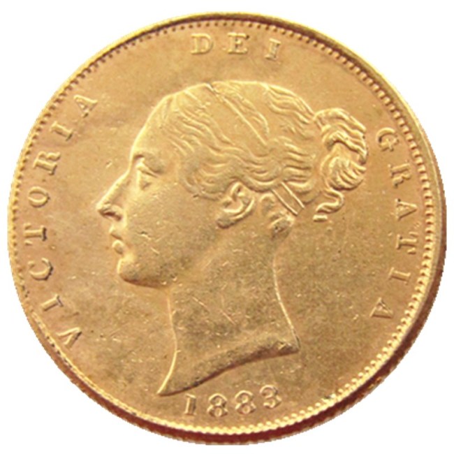 UK 1883-P-S Queen Victoria Young Head Gold Coin Very Rare Half Sovereign Die Copy Coins