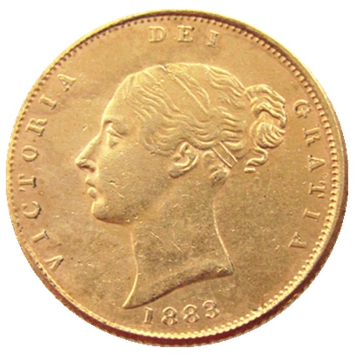 UK 1883-P-S Queen Victoria Young Head Gold Coin Very Rare Half Sovereign Die Copy Coins