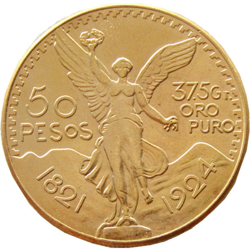 Mexico 1924 Gold Plated 50 Peso Gold Plated Copy Coin