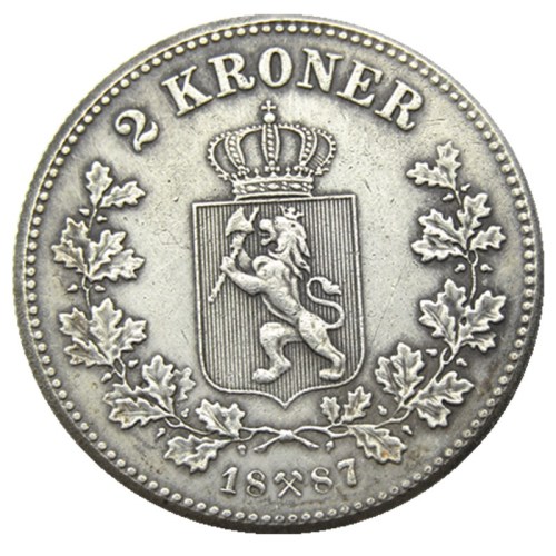 Norway 2 Kroner 1885 Silver-Plated Coin COPY