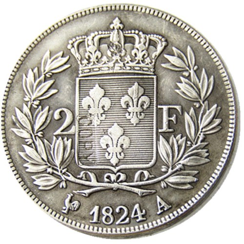 France 1824A 2Francs Silver Plated Copy Coins