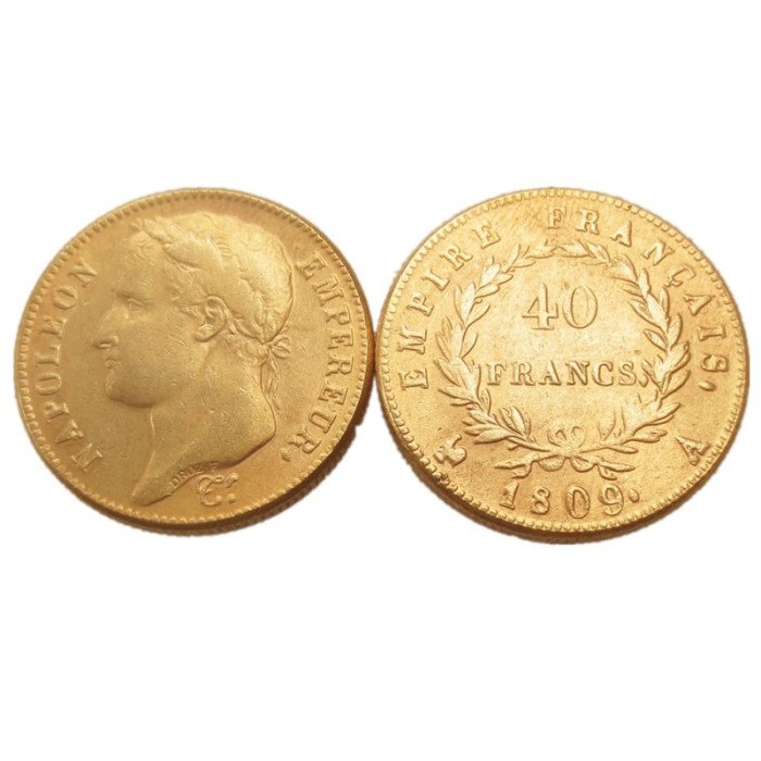 France 40 Francs 1809A Gold Plated Copy Coin
