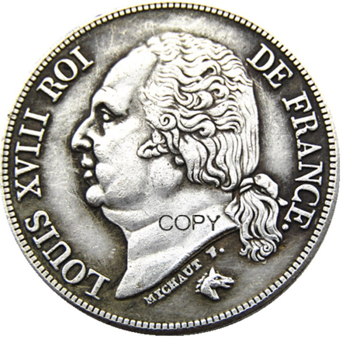 France A set of(1816-1821A) 10pcs 2Francs Silver Plated Copy Coins