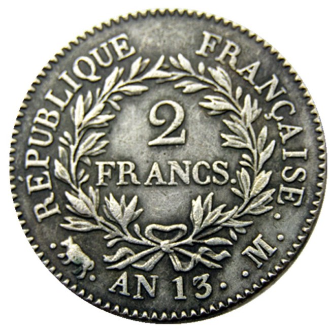 France AN13 M 2Francs Silver Plated Copy Coins