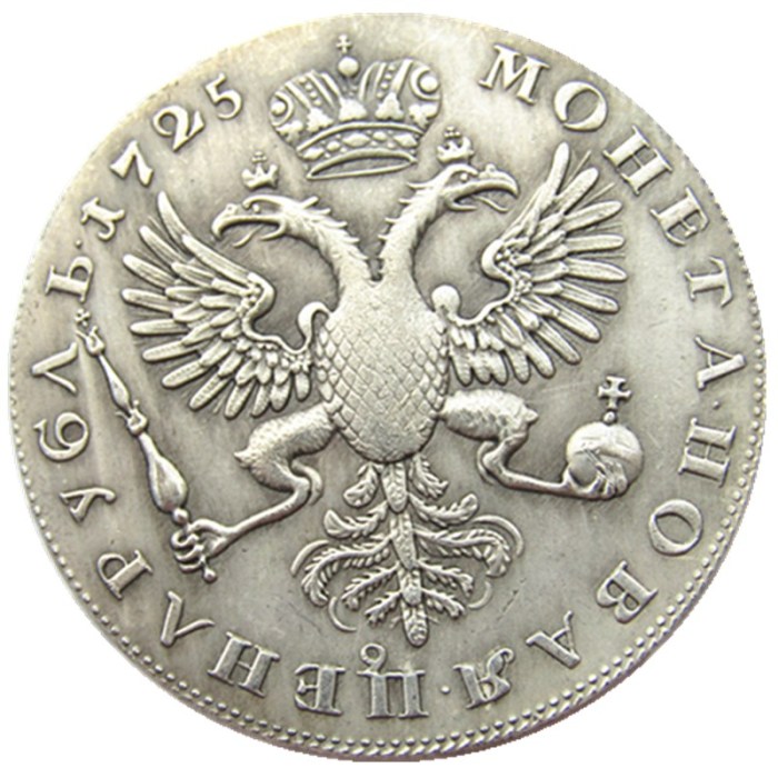 Russian antique coins Catherine 1725 Silver Plated Copy Coin#03