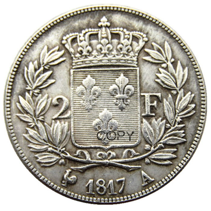 France A Set Of(1816-1821A) 10pcs 2Francs Louis XVIII Silver Plated Copy Coins