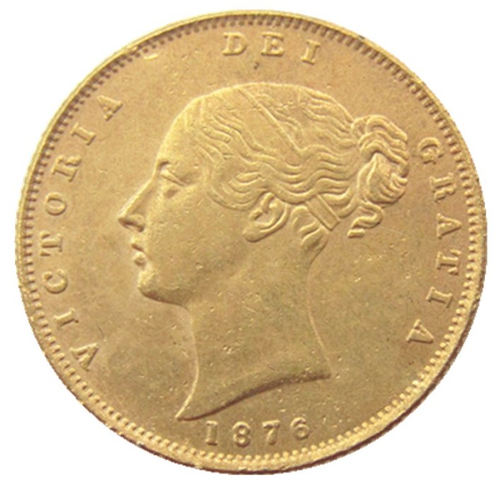UK 1876-29 Queen Victoria Young Head Gold Coin Very Rare Half Sovereign Die Copy Coins