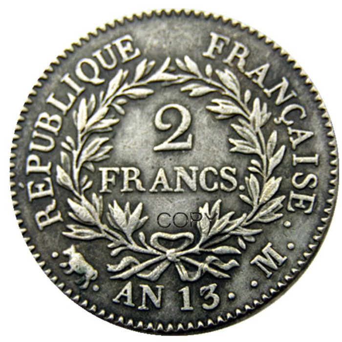 France A Set Of(AN13 A M AN14 A M) 4pcs 2Francs Napoléon I Silver Plated Copy Coins