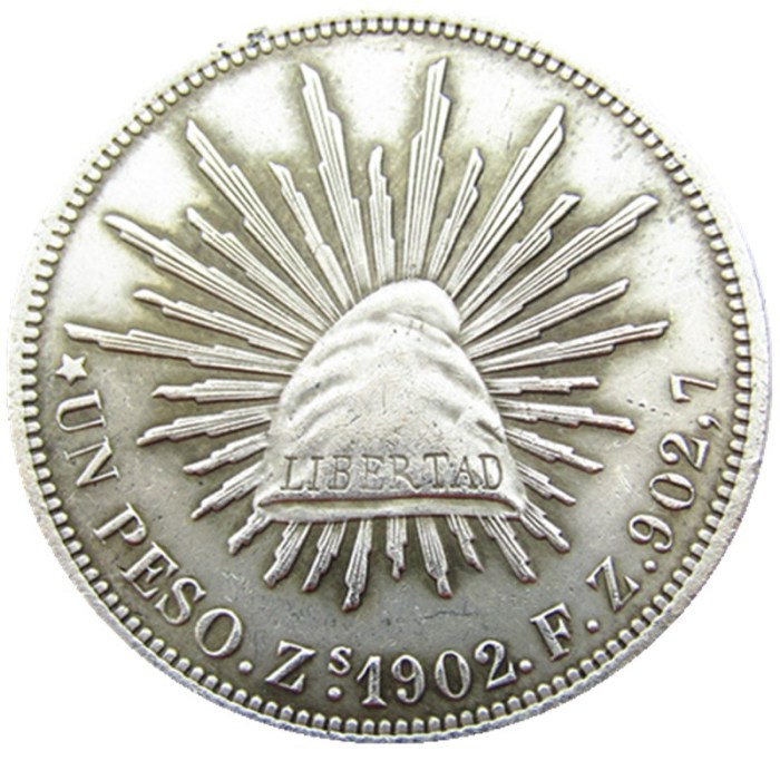 Mexico 1902 1 Peso Silver Plated Copy Coins