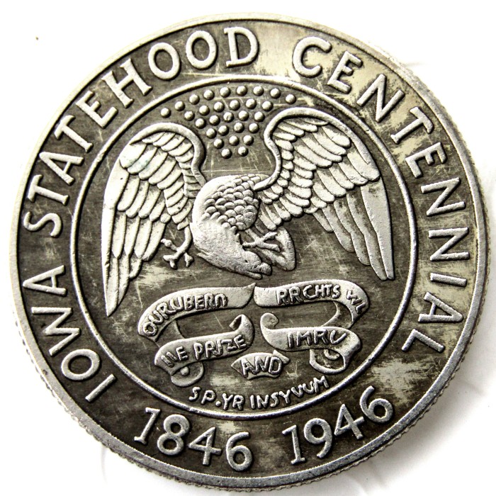 US 1946 Iowa Commemorative Half Dollars Silver Plated Copy Coins