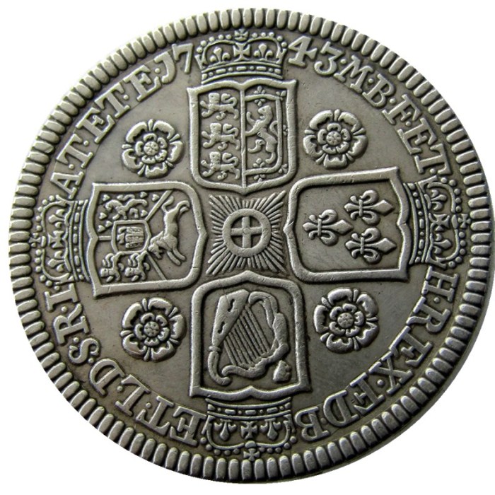 UK(14) UK GT BRIT. George II 1743 AR Crown Silver Plated Copy Coin