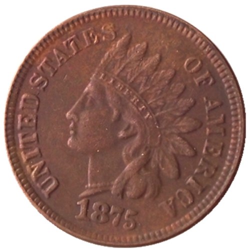 US 1875 Indian Cent 100% Copper Copy Coin