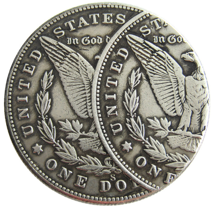 US 1893S Morgan Dollar Two Faces Error Silver Plated Copy Coin