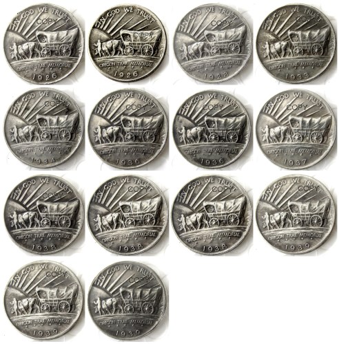 US (1926-1936)PSD Oregon 14PCS Half Dollar Commemorative Silver Plated Copy Coin