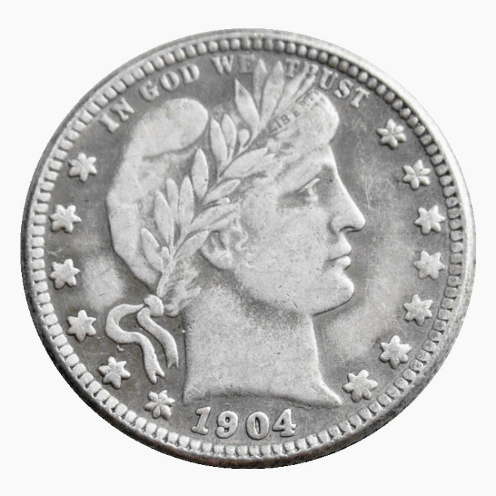 US 1904 P/O Barber Quarter Dollar Silver Plated Coins COPY