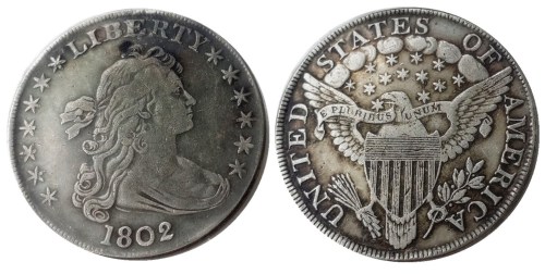 US 1802 Draped Bust Dollar Heraldic Eagle Silver Plated Copy Coins