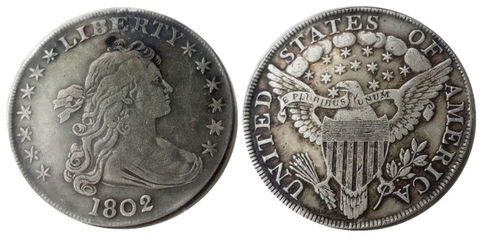 US 1802 Draped Bust Dollar Heraldic Eagle Silver Plated Copy Coins