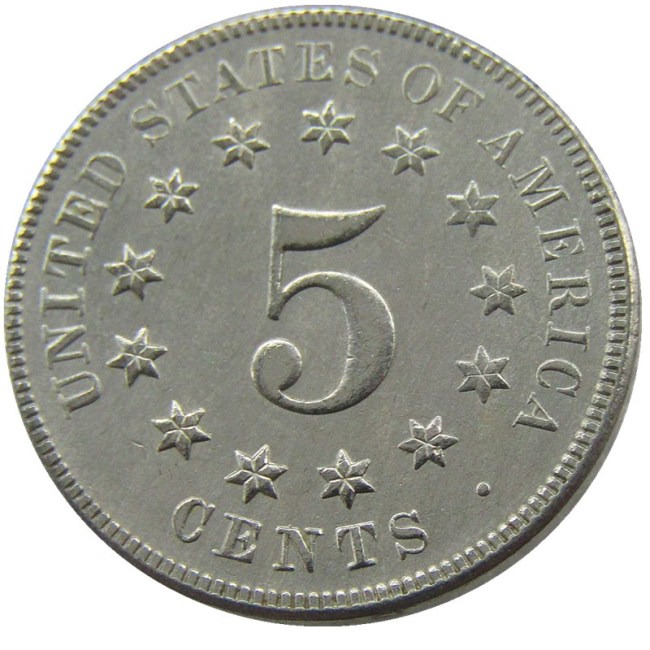 US 1870 Shield Nickel Five Cents Copy Coin