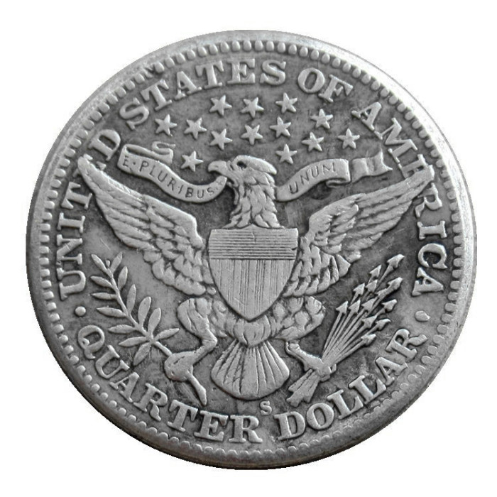 US 1896 P/S/O Barber Quarter Dollar Silver Plated Coins COPY