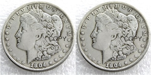 US 1904/1904 Morgan Dollar Two Faces Silver Plated Copy Coin
