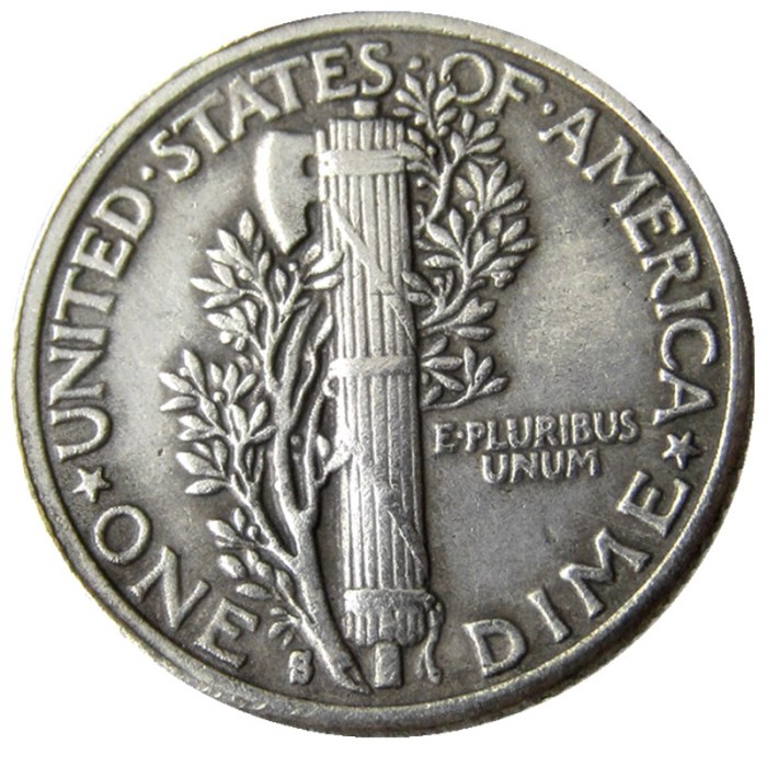 US 1924 P/S/D Mercury Dime Silver Plated Copy Coin