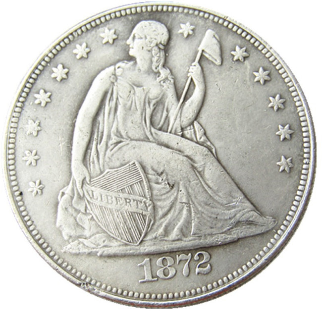 US 1872CC Seated Liberty Dollar Silver Plated Copy Coin