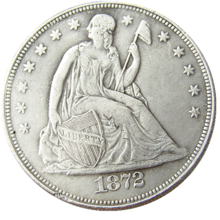 US 1872CC Seated Liberty Dollar Silver Plated Copy Coin