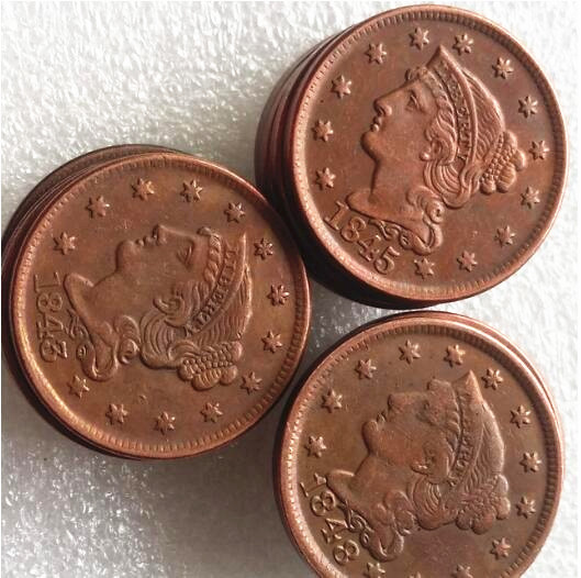 US Coins Full Set (1839-1852) 14pcs Braided Hair Large Cents 100% Copper Coins