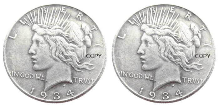 US 1934/1934 Peace Dollar Two Faces Silver Plated Copy Coin